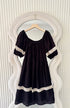 Women Puff Sleeves Mini Dress With Lace Trim